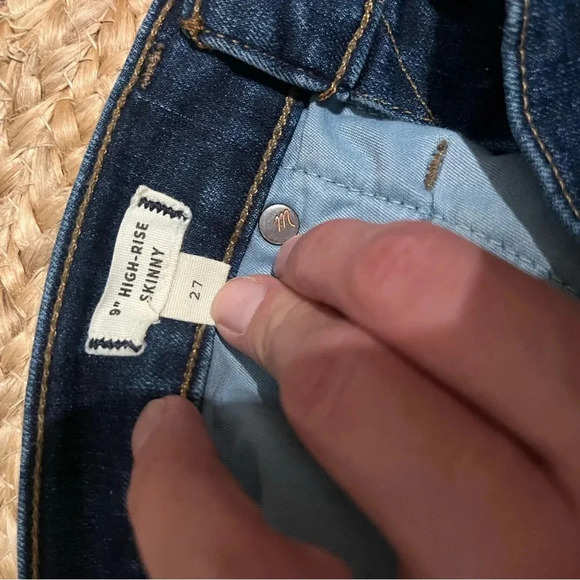 Madewell 9" High Rise Skinny Jeans Women's 27 Button Fly Dark Wash - Picture 4 of 5